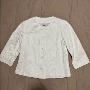 Coldwater Creek White Textured Embroidered Spring Jacket Petite 10 NWT